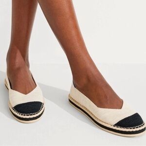 Rothy's The Espadrille Flats in Boardwalk color black and cream. Size 8.5 New